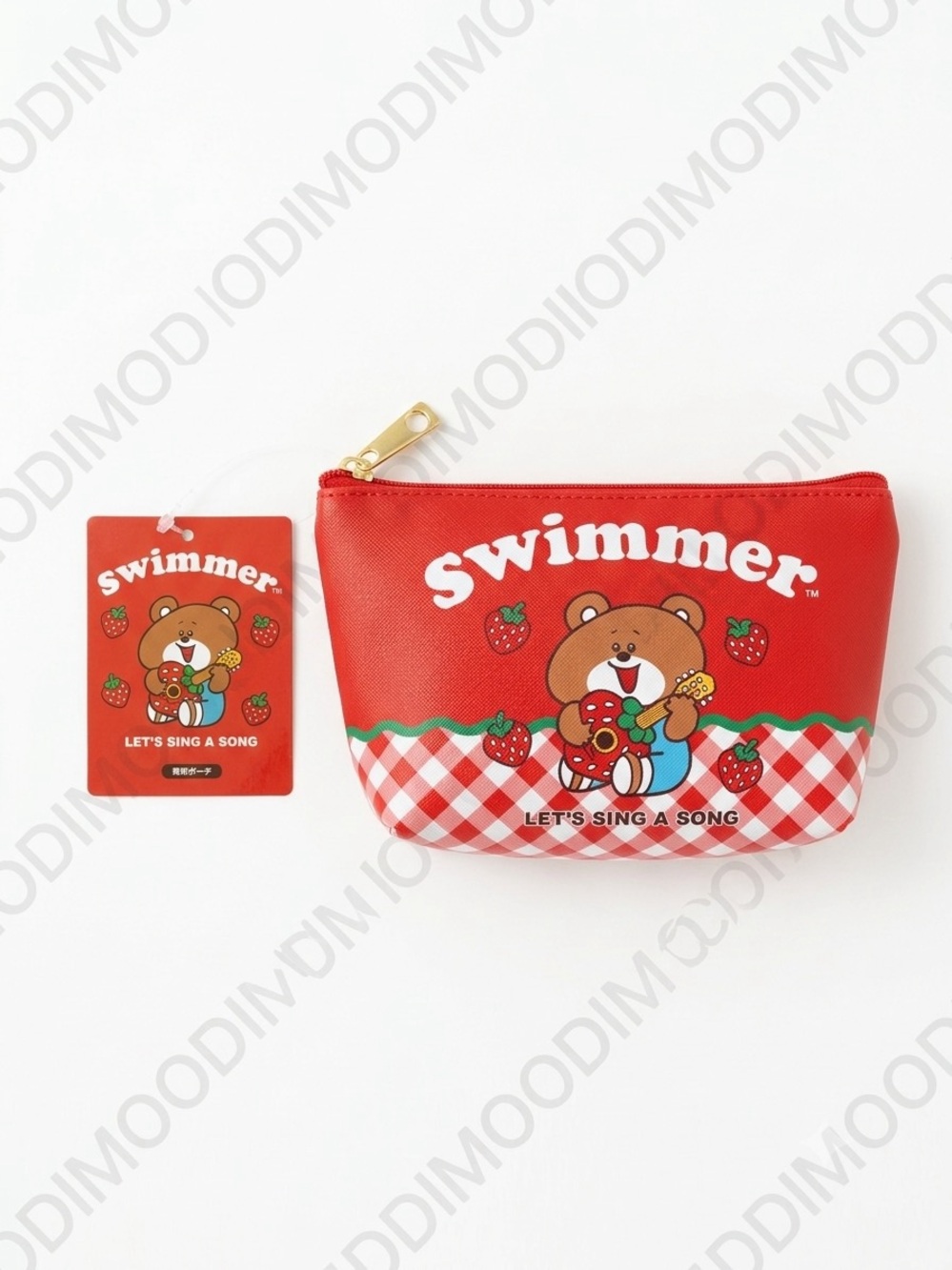 Red Bear Zip Cosmetic Pouch